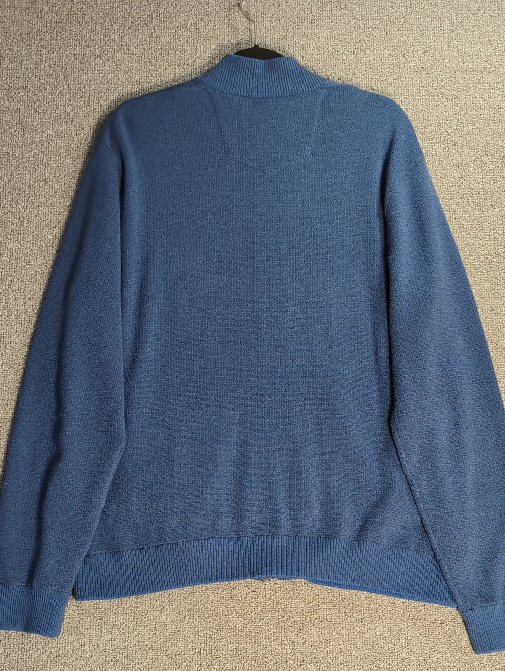 Robert Graham Full Zip Up Cardigan Sweater Size Large in Navy Blue/Gray Cotton